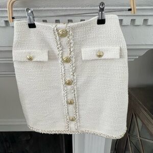 Rebecca Vallance Ivory Tweed skirt size US 6- AU 10